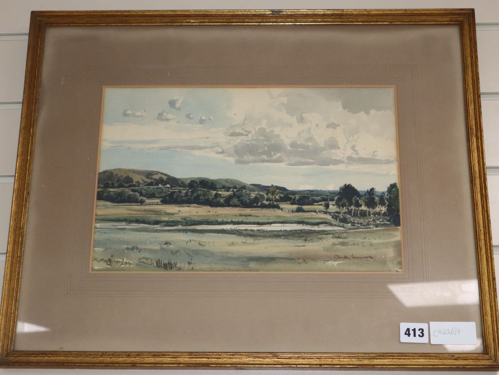 Claude Muncaster (1903-1974) watercolour, The Downs near South Harting, 23 x 36cm.